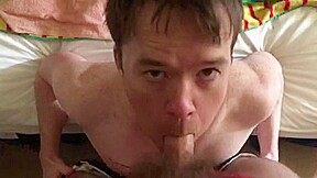 Stripped and face fucked on the bed
